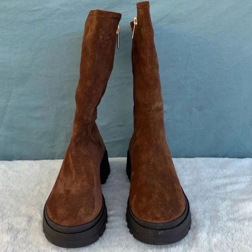 AQUATALIA SARINA SUEDE SIDE ZIP BOOTS BROWN